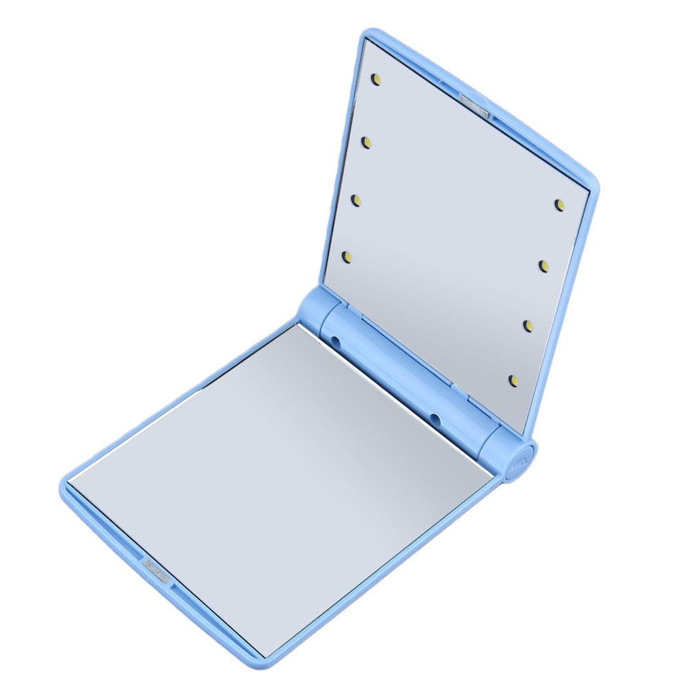 8-LED Compact Folding Mirror – Flawless Makeup Anywhere