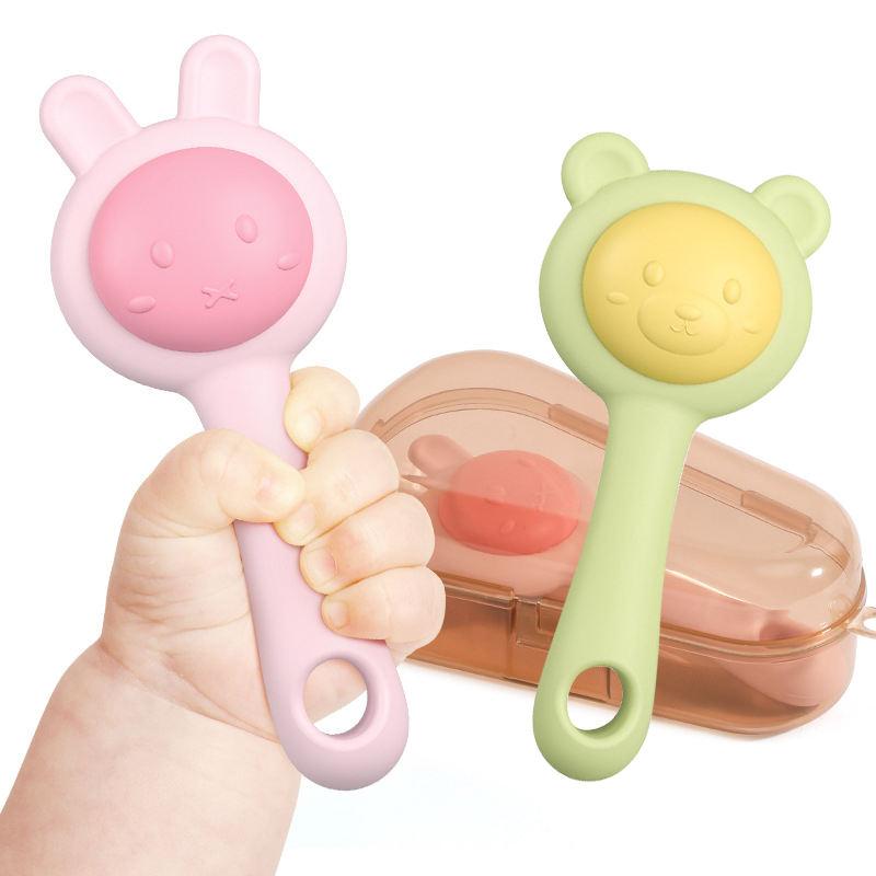 Baby Rattle Teether – Silicone Gum Massager & Sensory Toy