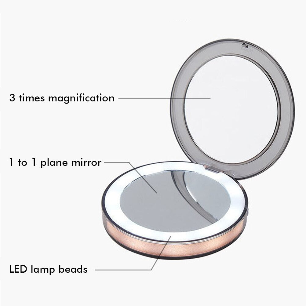LED Compact Travel Makeup Mirror — Flawless Lighting Anywhere