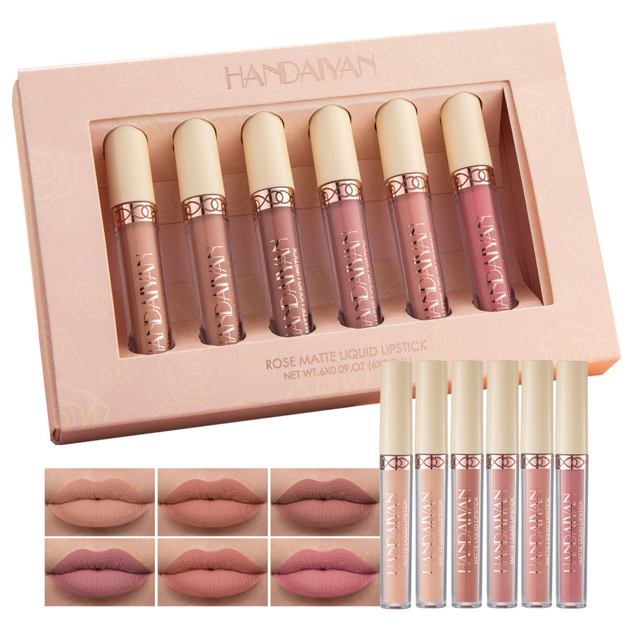 6-Shade Rose Matte Liquid Lipstick Set for Every Look