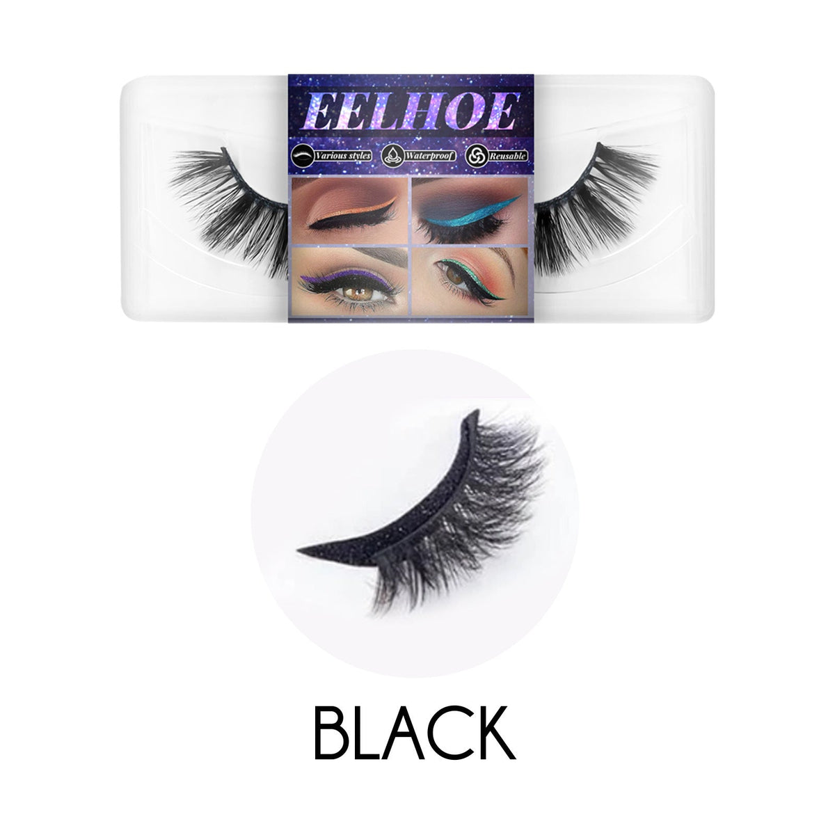 Self-Adhesive False Eyelashes With Glitter Eyeliner