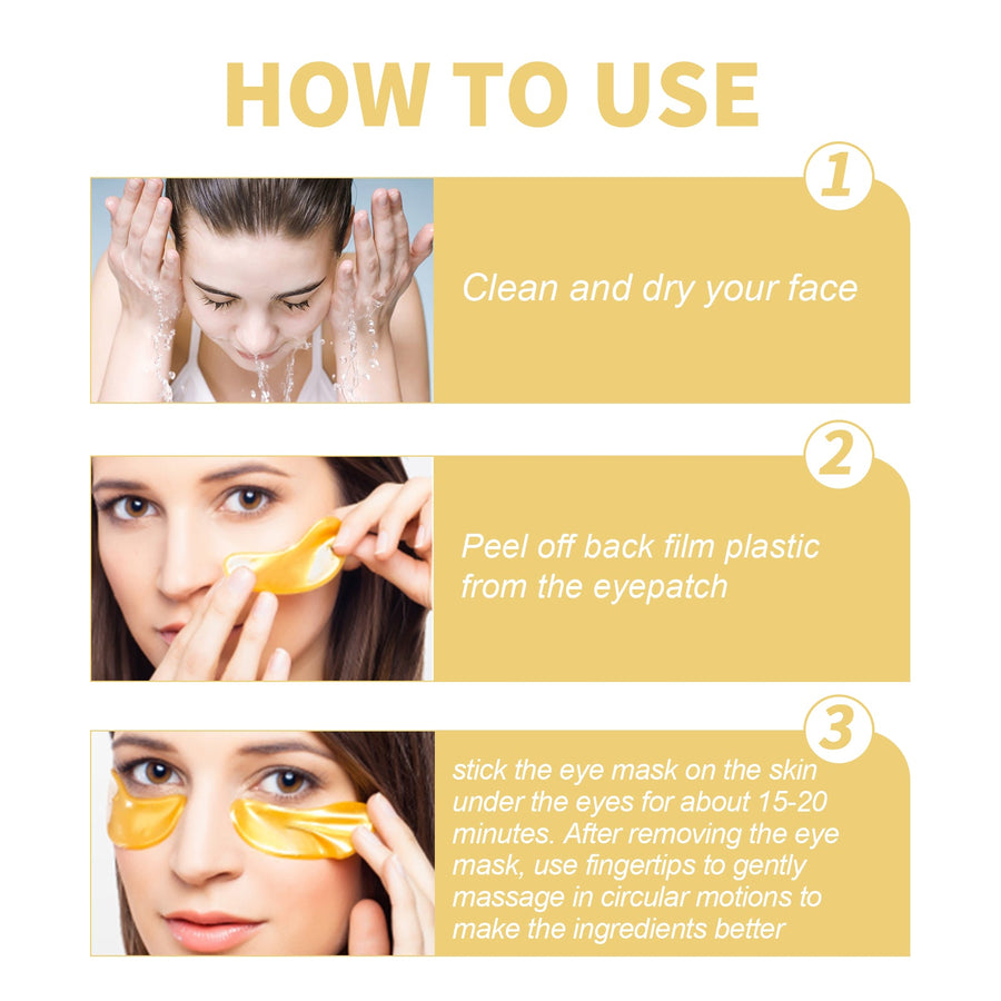 24K Gold Eye Masks for Puffy Eyes, Fine Lines & Moisture