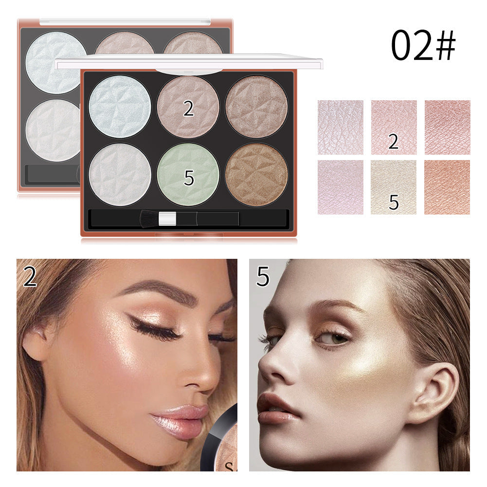 6-Color Pearl Highlighter Palette for Luminous Glow