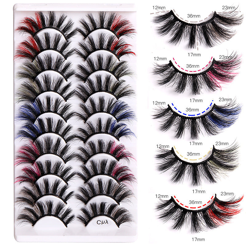 Colored False Eyelashes, 10-Pair Fluffy 8D Volume