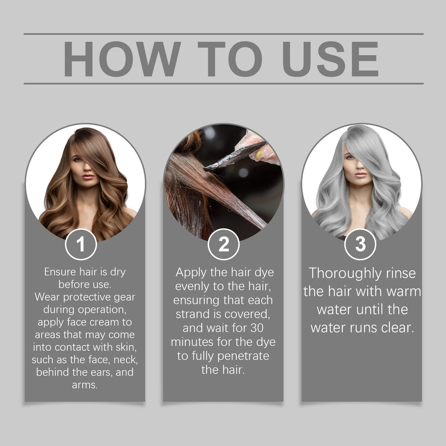 Silver Gray Hair Color Cream for Long-Lasting Cool Tone