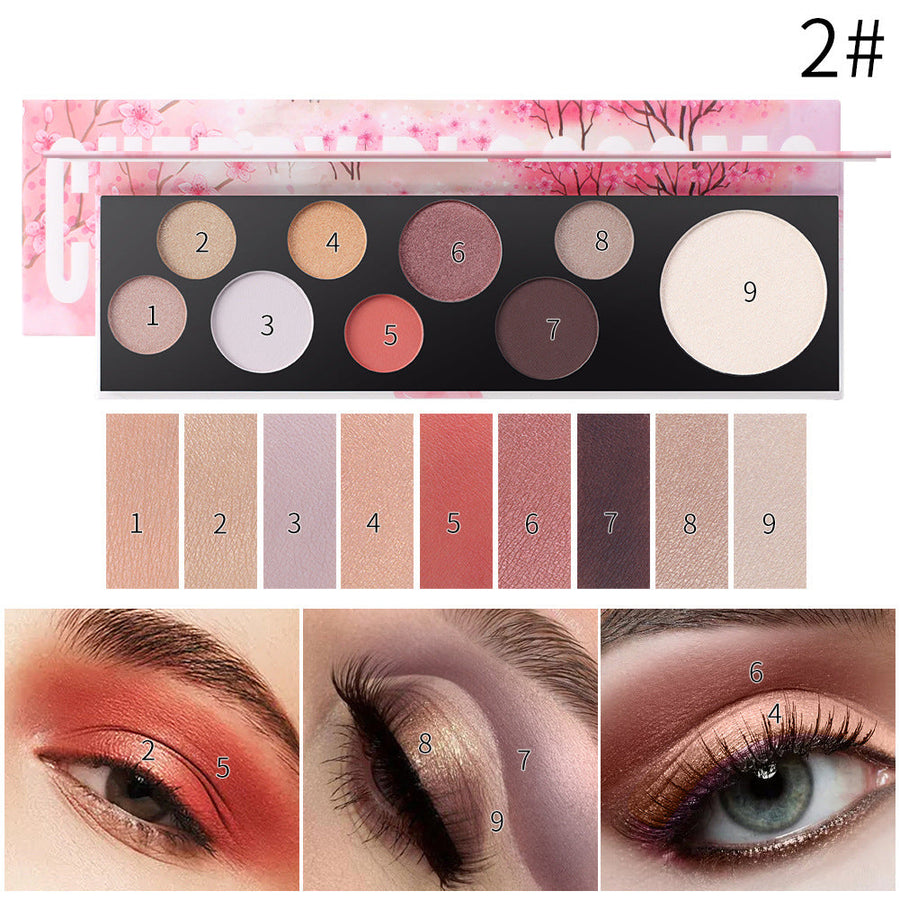 9-Color Eyeshadow Palette for Versatile Rosy Glam Looks