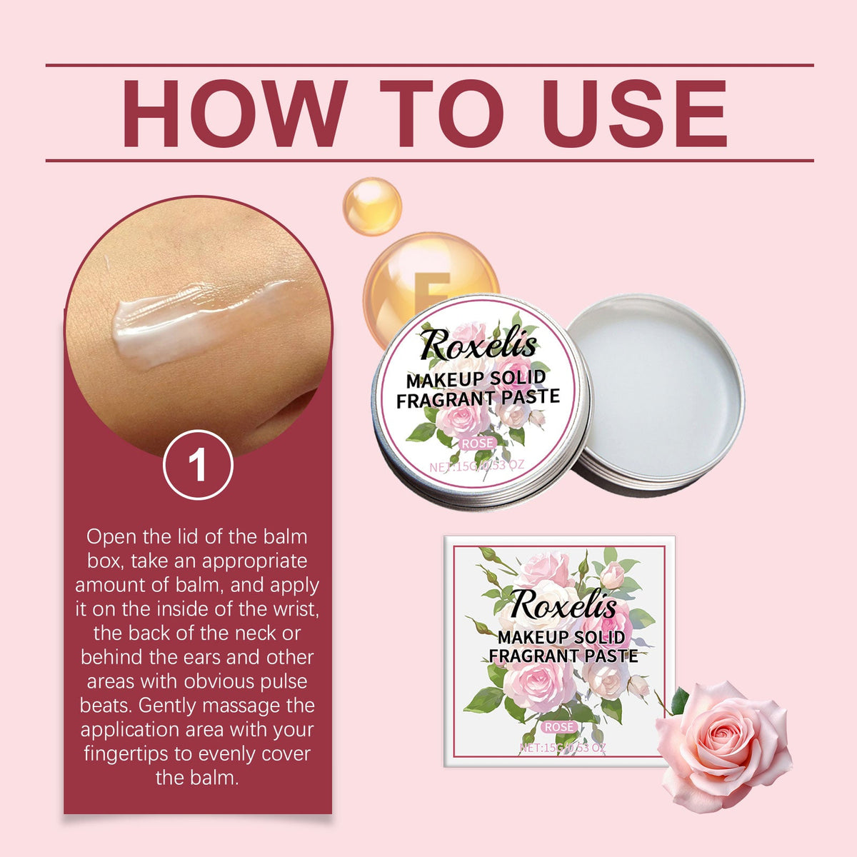 Solid Rose Fragrance Balm for Easy Touch-Ups