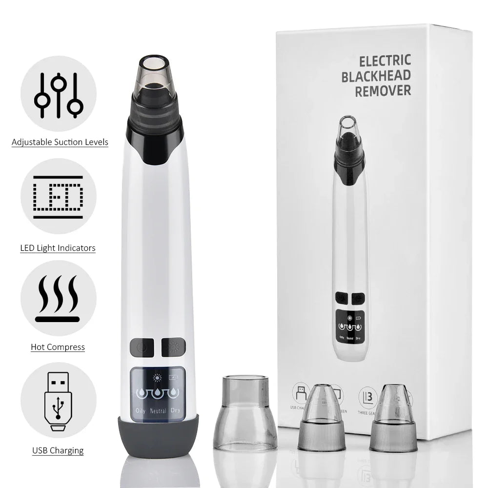 Pore Vacuum with Hot Compress — 3 Suction Levels for Clear