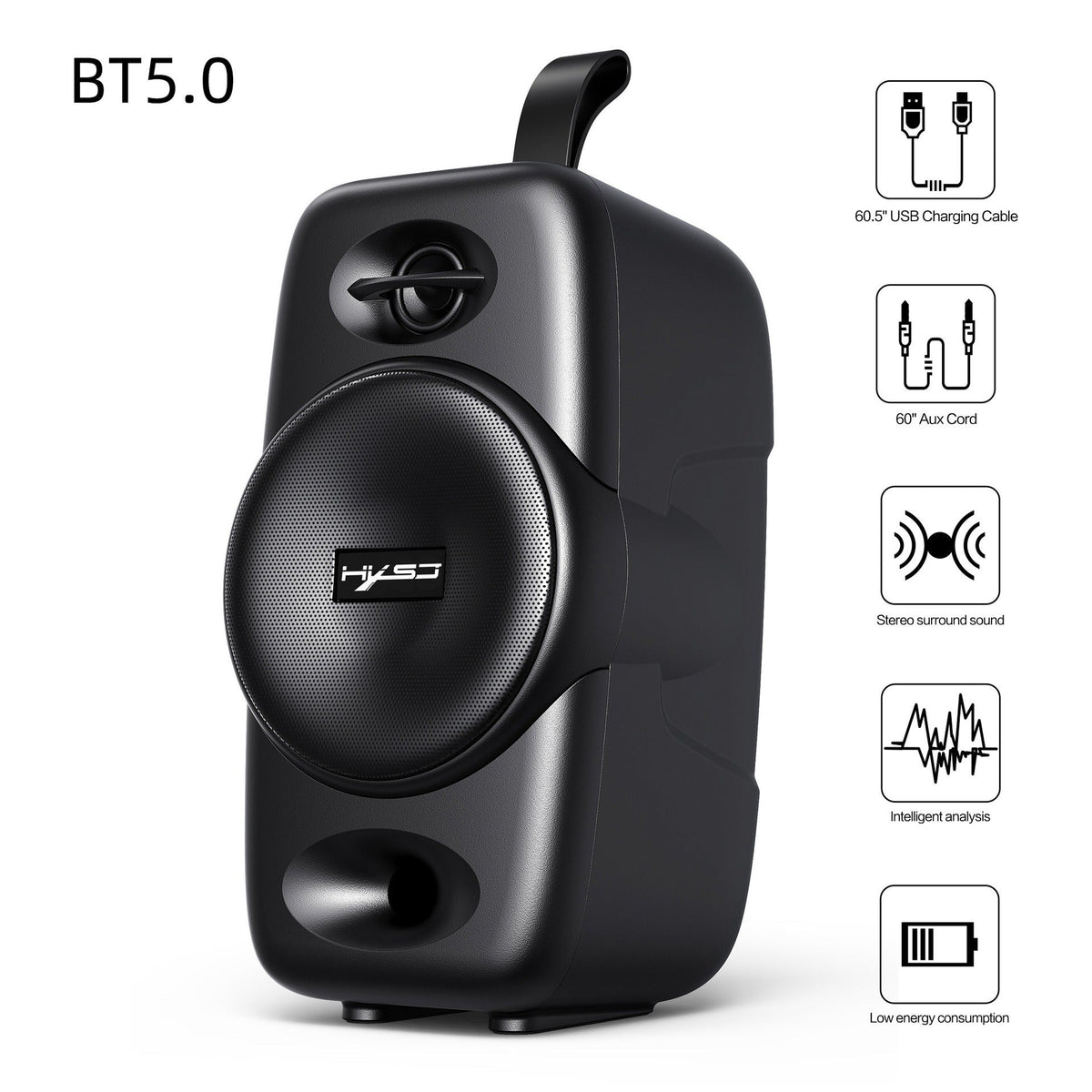 HiFi Bluetooth 5.0 Speaker — 2000mAh Battery, 4 Playback Modes