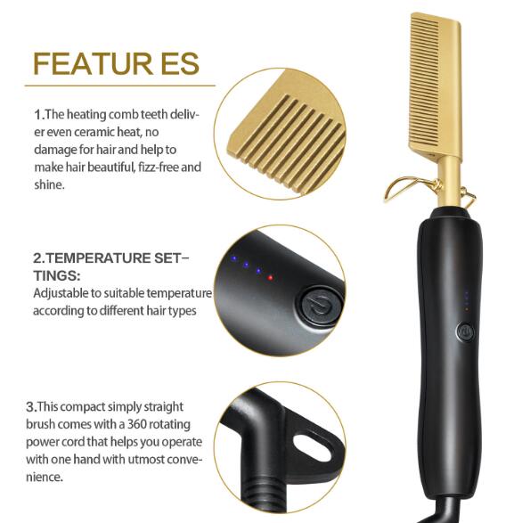Electric Hair Straightening Comb for Smooth, Frizz-Free Hair