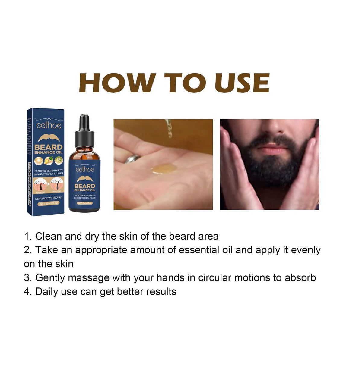 Beard Growth Oil for Men — Thicker, Fuller Beard in 60 Days