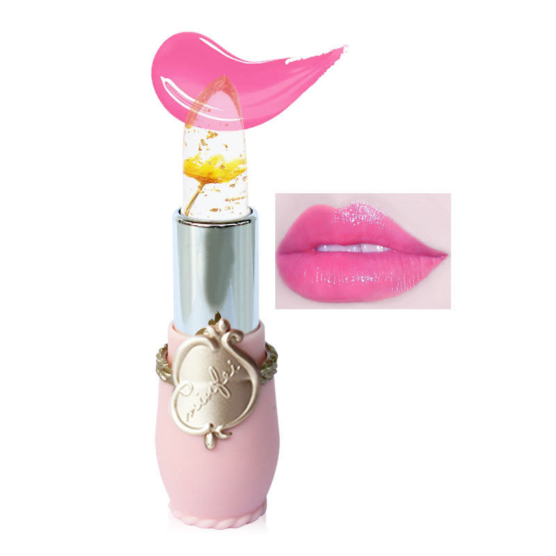 Flower Jelly Lipstick for Glossy Pink-Tinted Lips and Makeup
