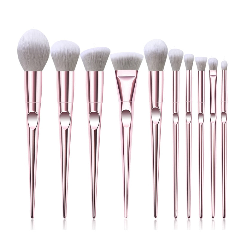 10-Piece Rose Gold Makeup Brush Set — Airbrushed Finish