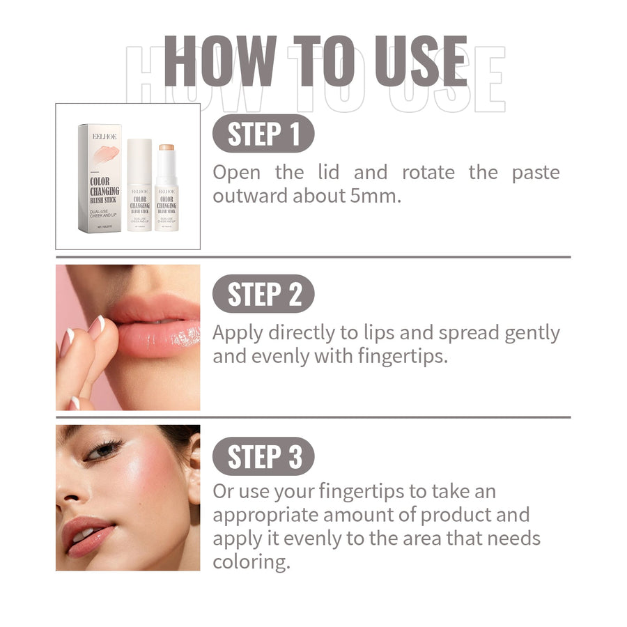 Color Changing Blush Stick for Natural Cheeks & Lips