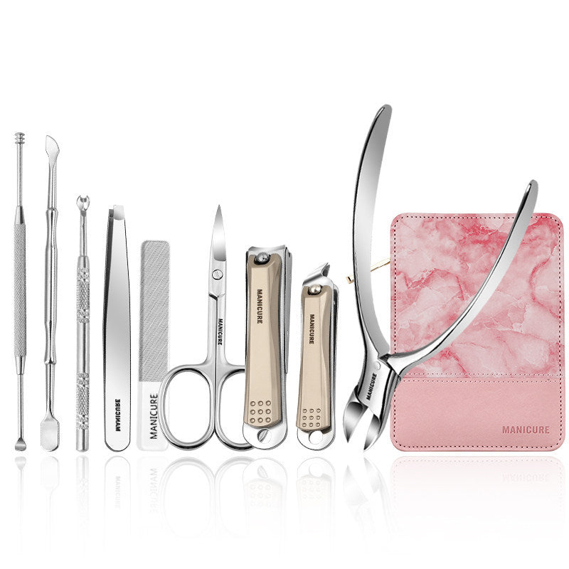 Professional Manicure Set 9-Pc: Anti-Splash Nail Clippers