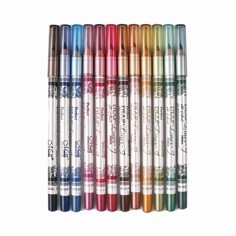 12-Color Waterproof Eye & Lip Liner Pencil Makeup Set