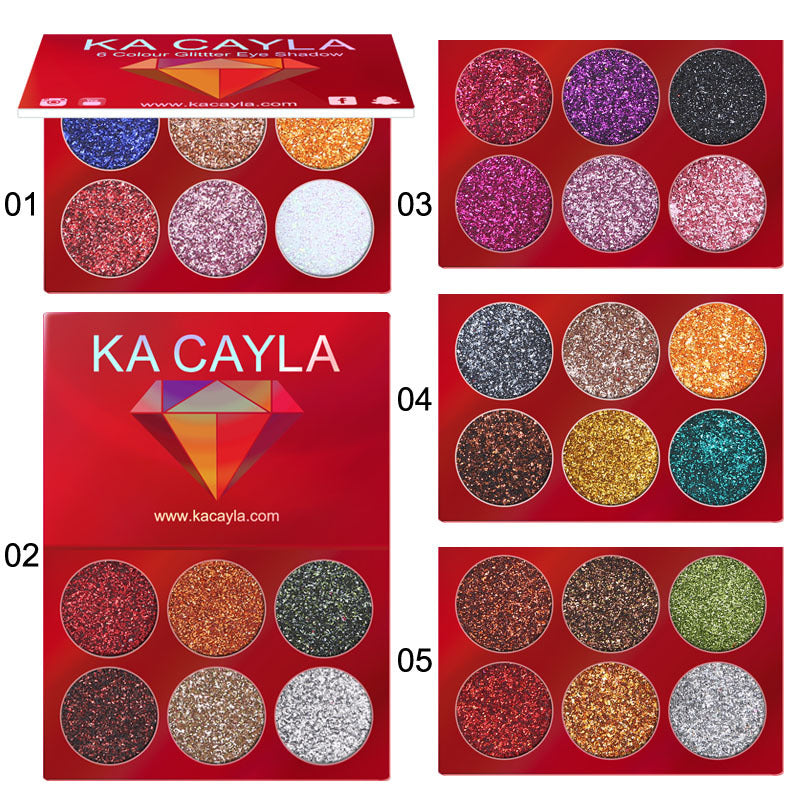 6-Color Glitter Eyeshadow Palette for Dramatic Eye Looks