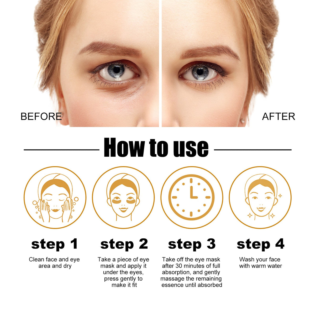 Gold Collagen Eye Masks – Reduce Dark Circles & Puffiness Fast