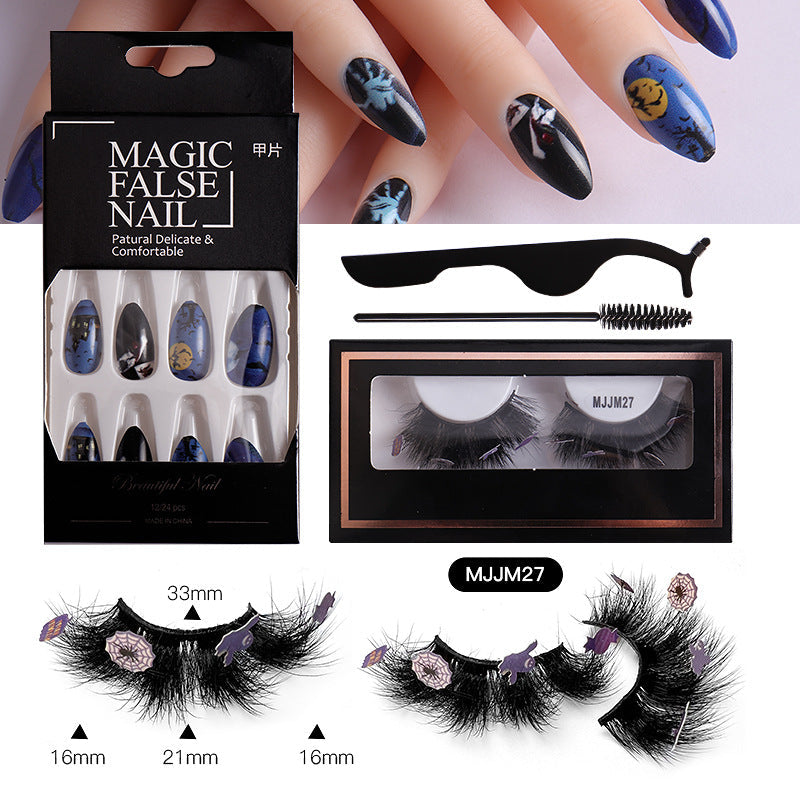 Halloween False Eyelashes & Nail Art Set | Dramatic Look