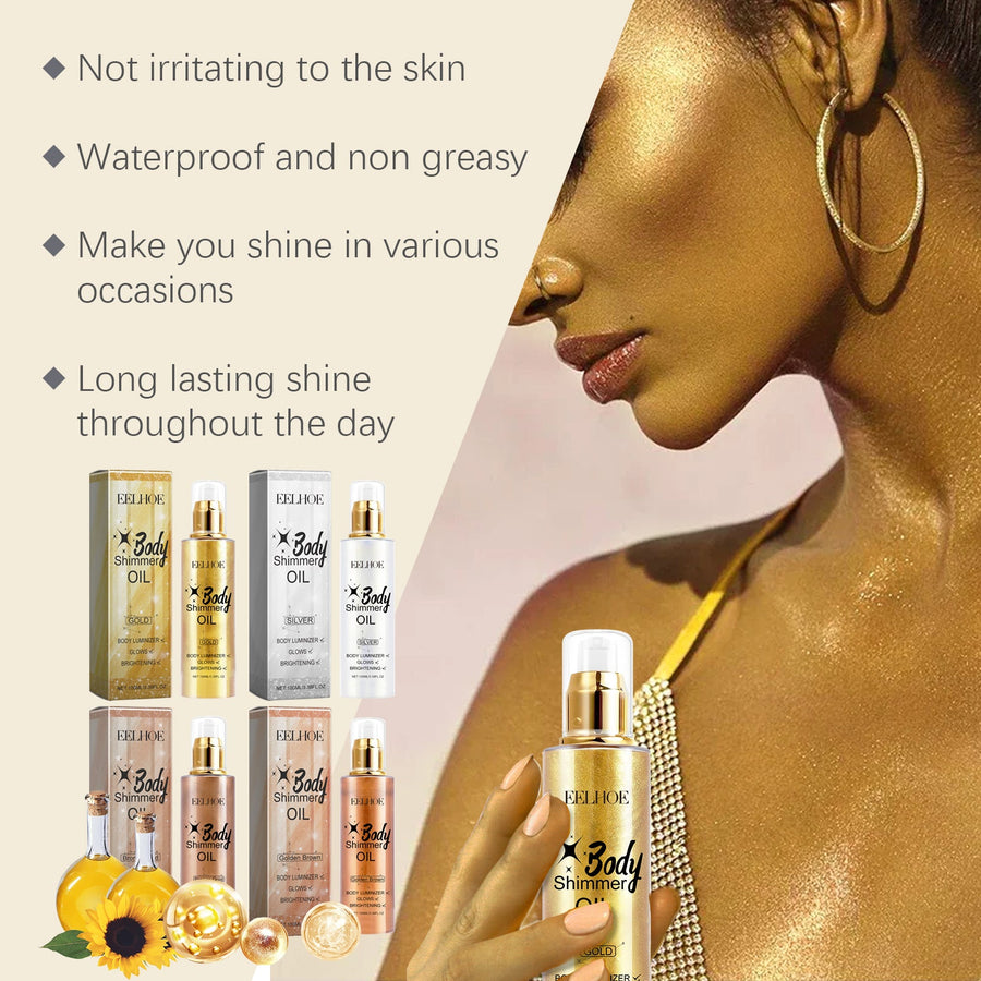 Body Glitter Oil for Instant Radiant Glamour Glow