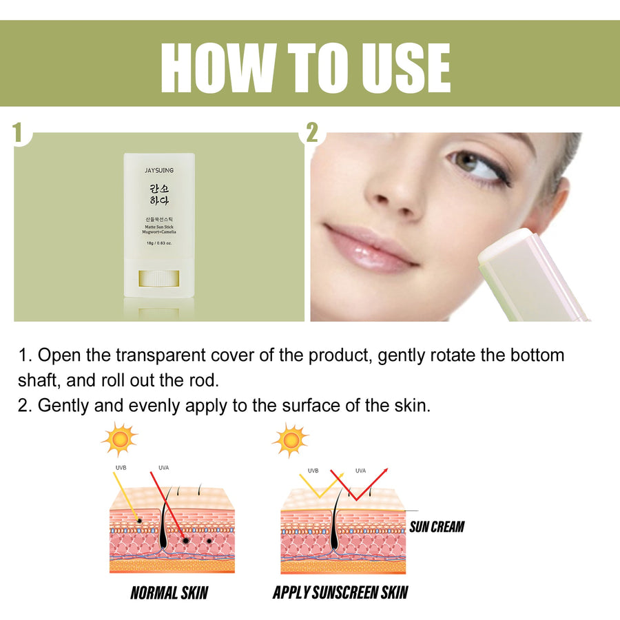Matte Sunscreen Stick SPF 50 Non-Sticky Face Protection