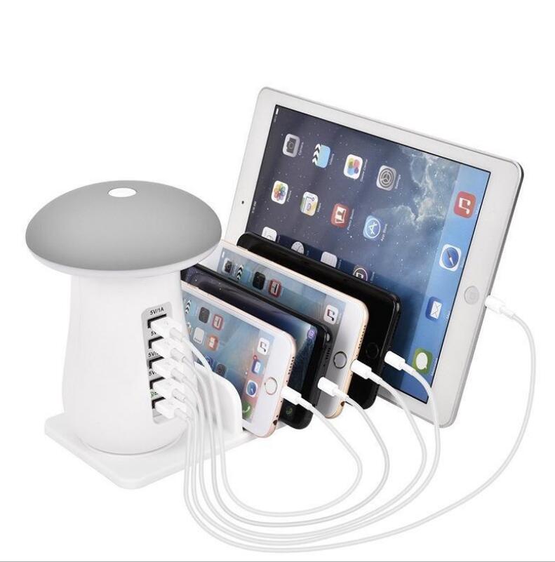 Mushroom Lamp Charging Station — Power 5 Devices, QC3.0