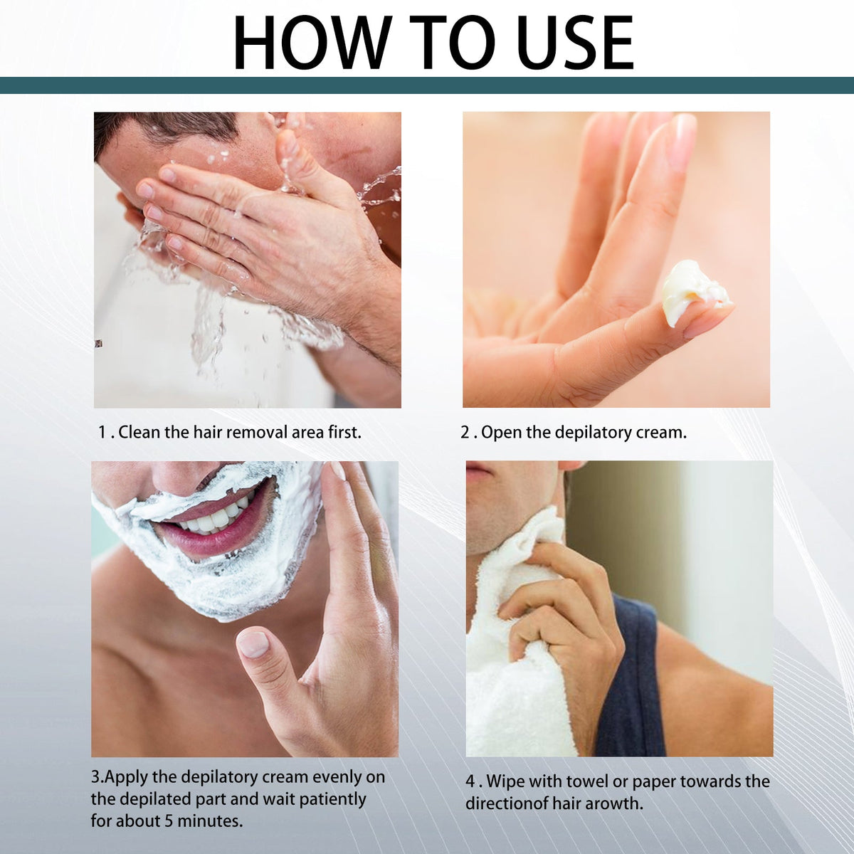 Men's Hair Removal Cream for Face Body No Razor Burn