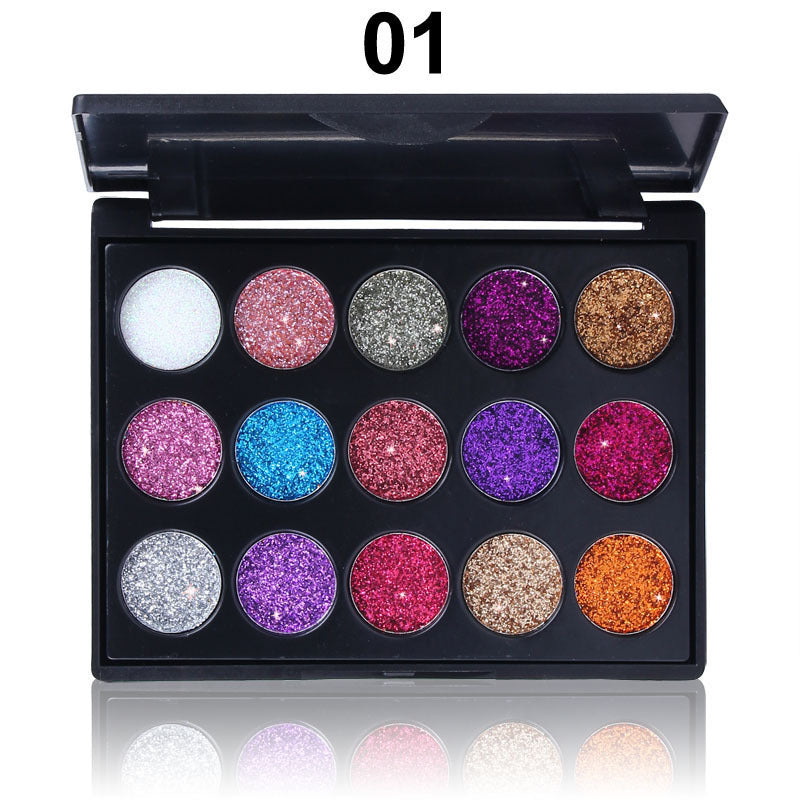 15-Color Glitter Eyeshadow Palette for Bold Eye Looks