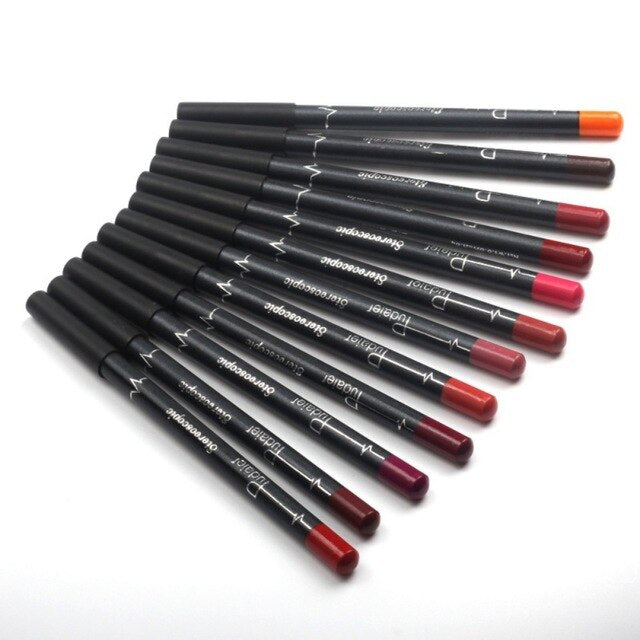 12-Color Matte Lip Liner Set for Defined Fuller-Looking Lips
