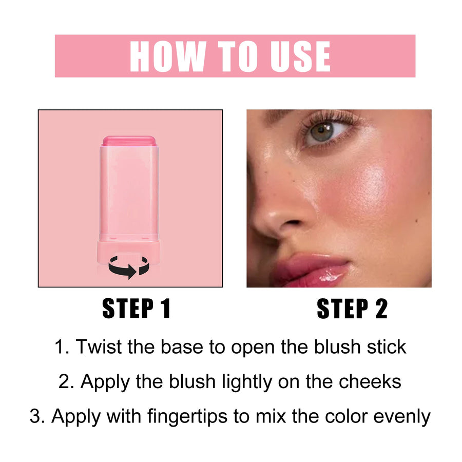Portable Blush Stick Makeup for Natural Rosy Color