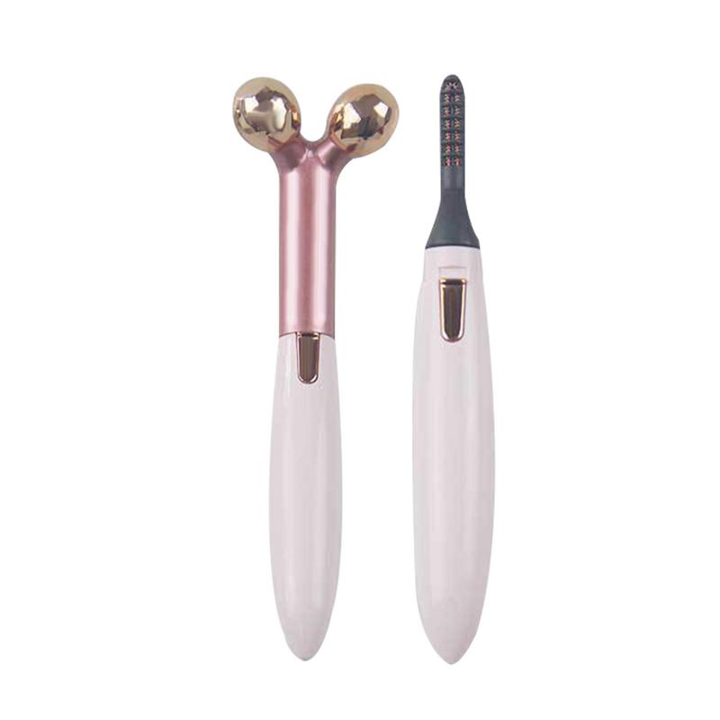Heated Eyelash Curler & Facial Massage Roller 2-in-1
