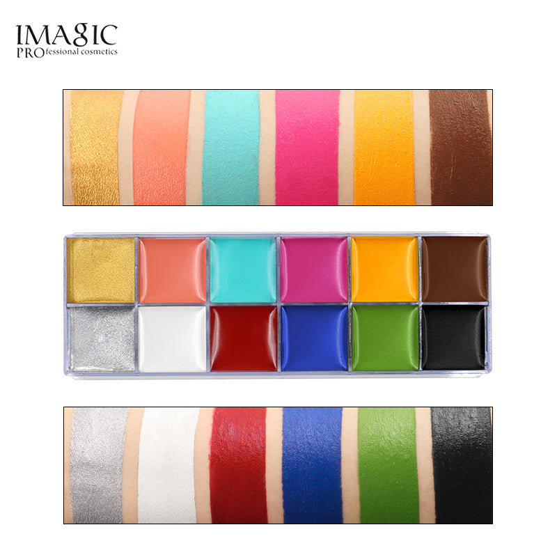 12-Color Face and Body Paint Palette for Bold Art