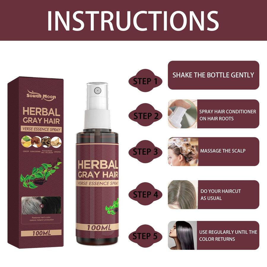 Herbal Gray Hair Essence Spray for Natural-Looking Color