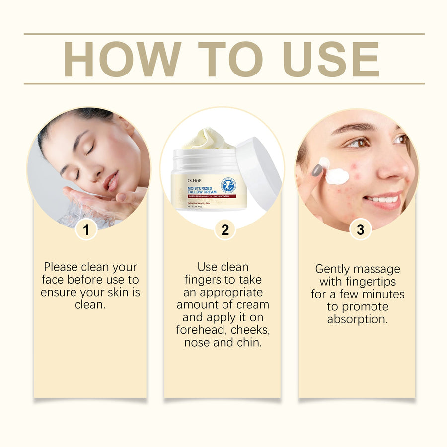 Tallow Face Cream For Very Dry, Sensitive Skin Relief
