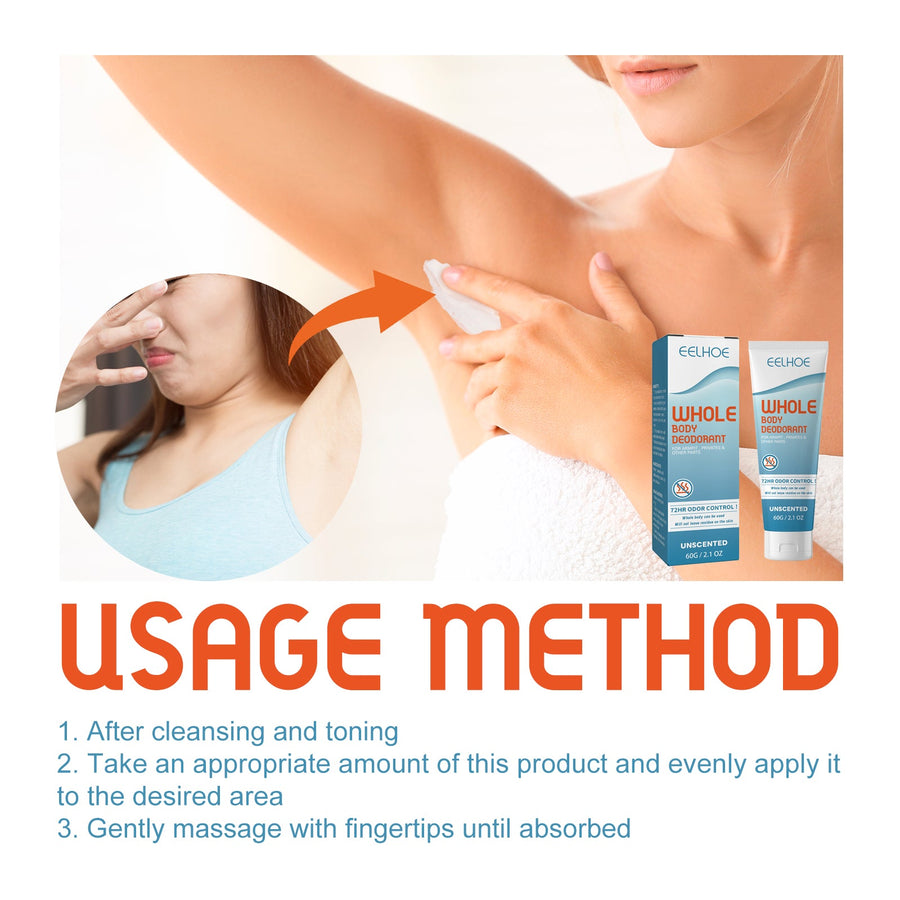 Whole Body Deodorant Cream - 72HR Odor Control, No Residue