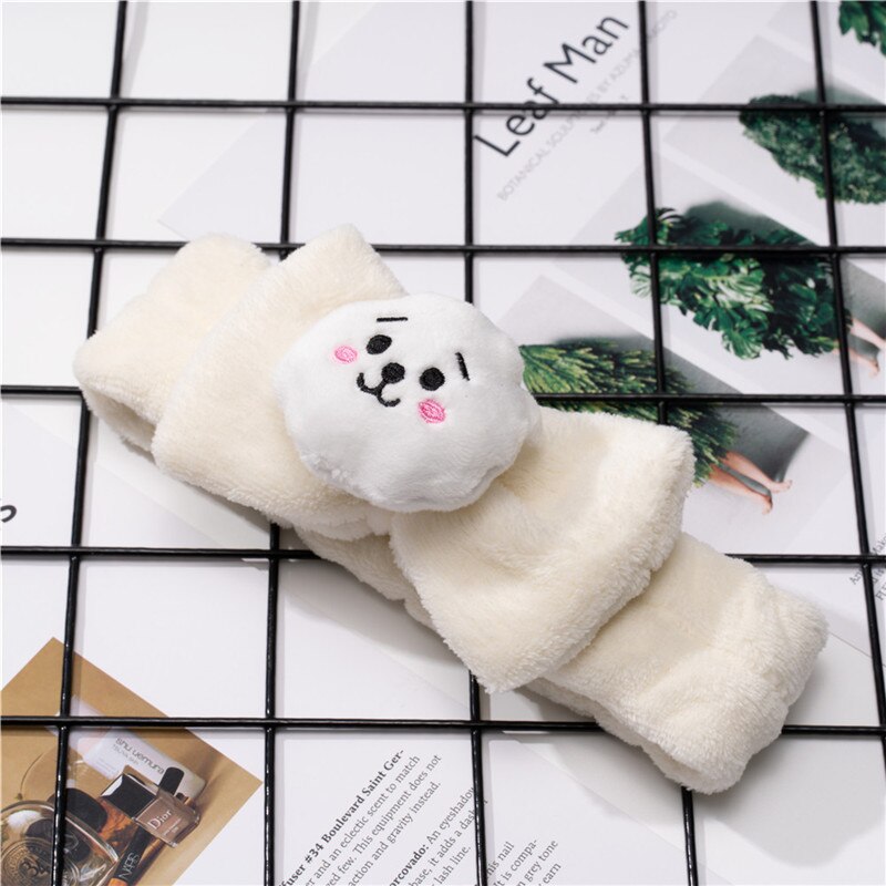 Plush Cartoon Headband – BT21‑Style Spa Hairband for K‑pop