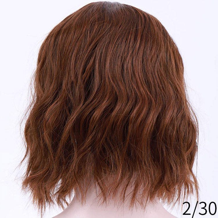 Lavender Curly Bob Wig – Corn Perm Waves, Adjustable Fit