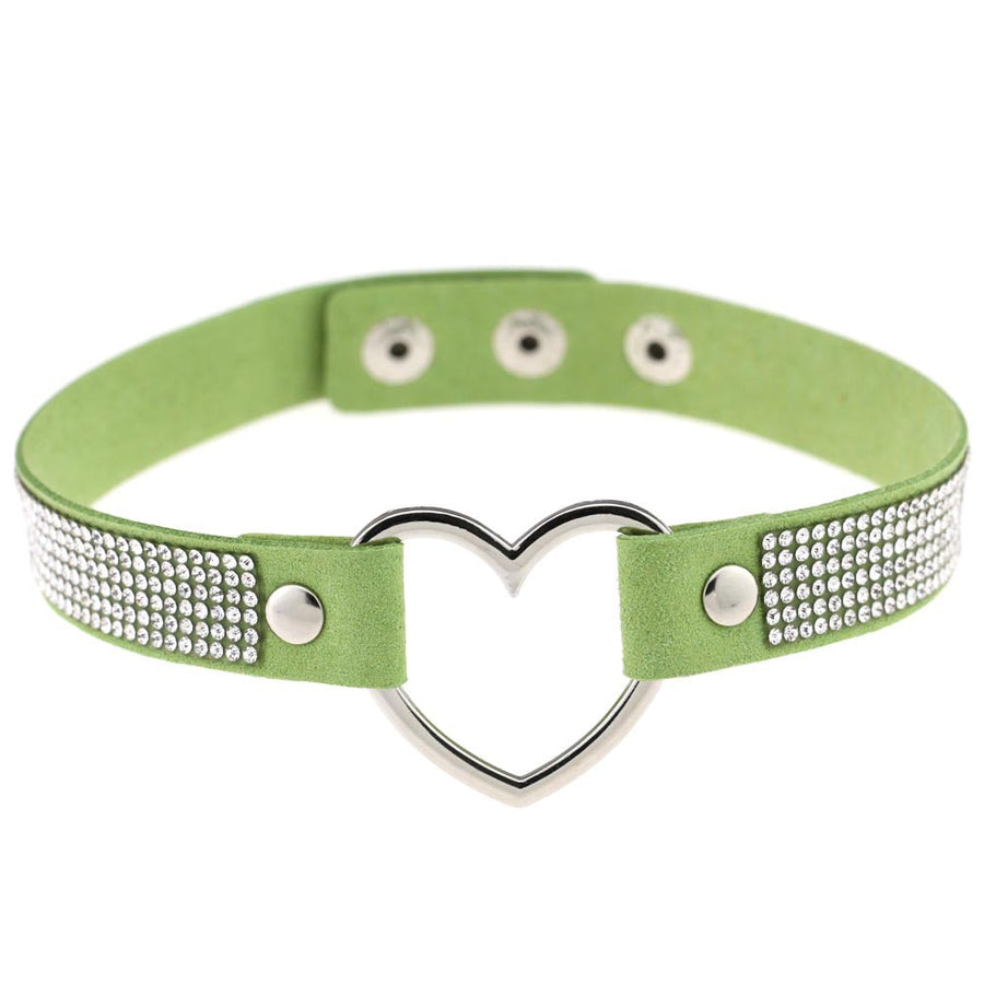 Rhinestone Heart Choker — Statement Harajuku Collar in 10