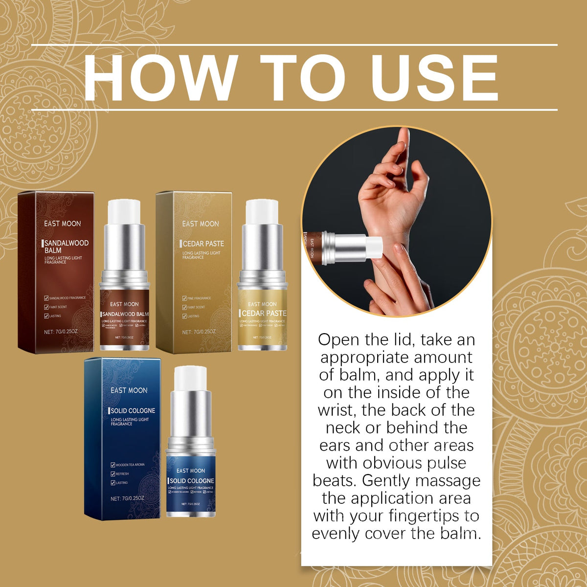 Men's Fragrance Balm Stick – Light Sandalwood Scent