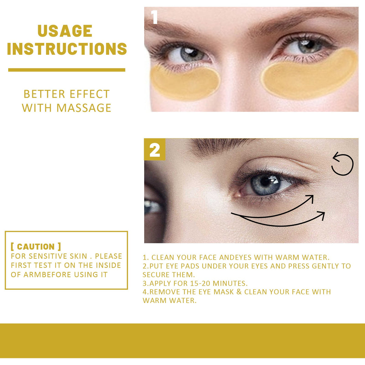 24K Gold Eye Mask Patches for Dark Circles & Puffiness