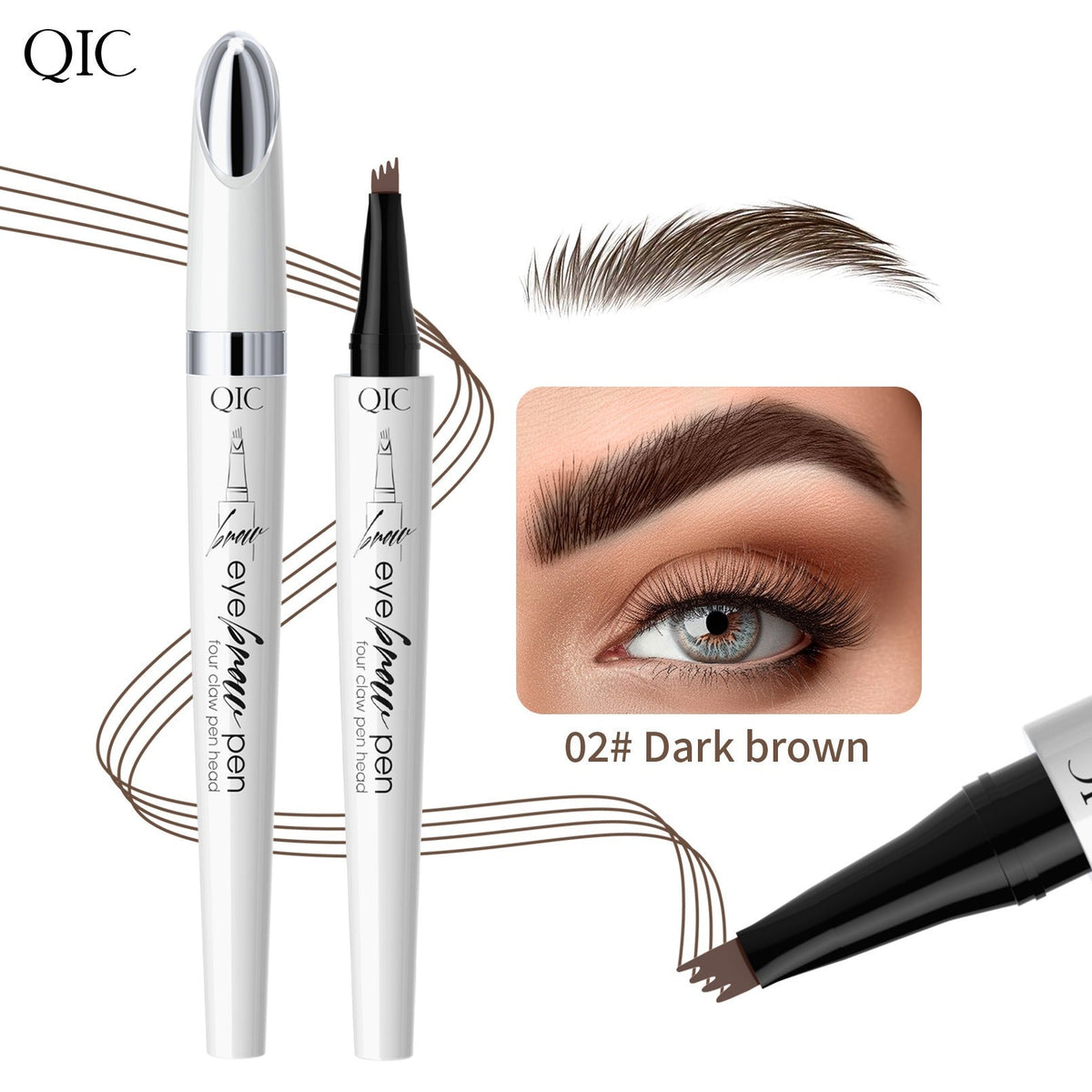 Forked Eyebrow Pencil for Natural Hair-Like Strokes