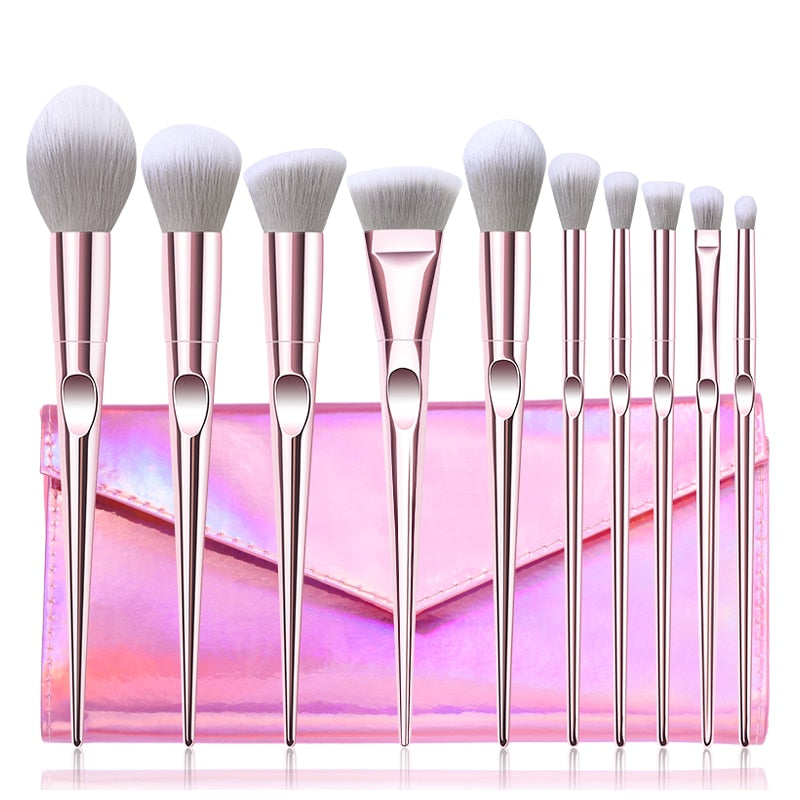 10-Piece Rose Gold Makeup Brush Set — Airbrushed Finish