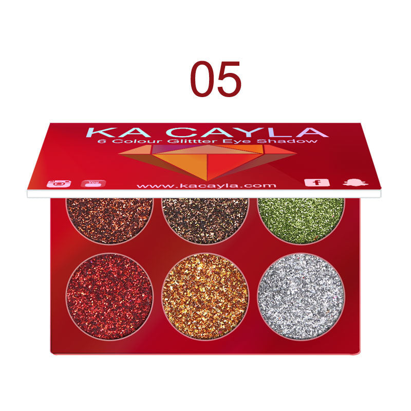 6-Color Glitter Eyeshadow Palette for Dramatic Eye Looks