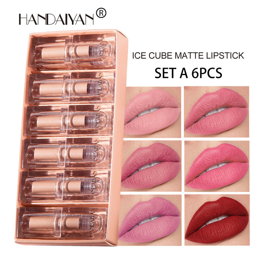 Crystal Tube Matte Lipstick Set, 6 Versatile Shades