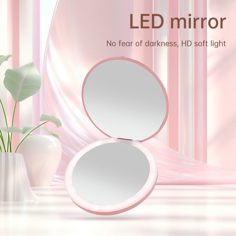 Mini LED Makeup Mirror — Dual Illuminated Surfaces for Travel