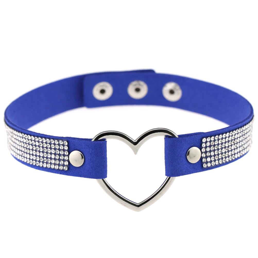 Rhinestone Heart Choker — Statement Harajuku Collar in 10