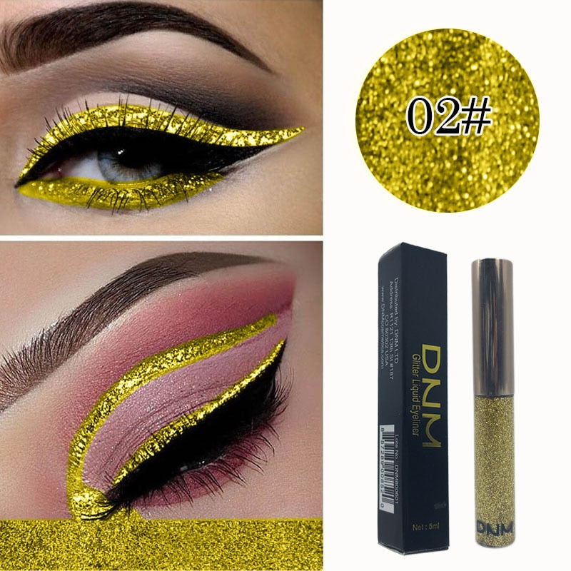 Metallic Liquid Eyeliner for Sparkling 16-Color Looks