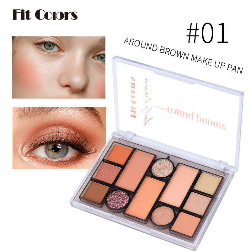12-Color Makeup Palette for Warm Eye and Face Looks