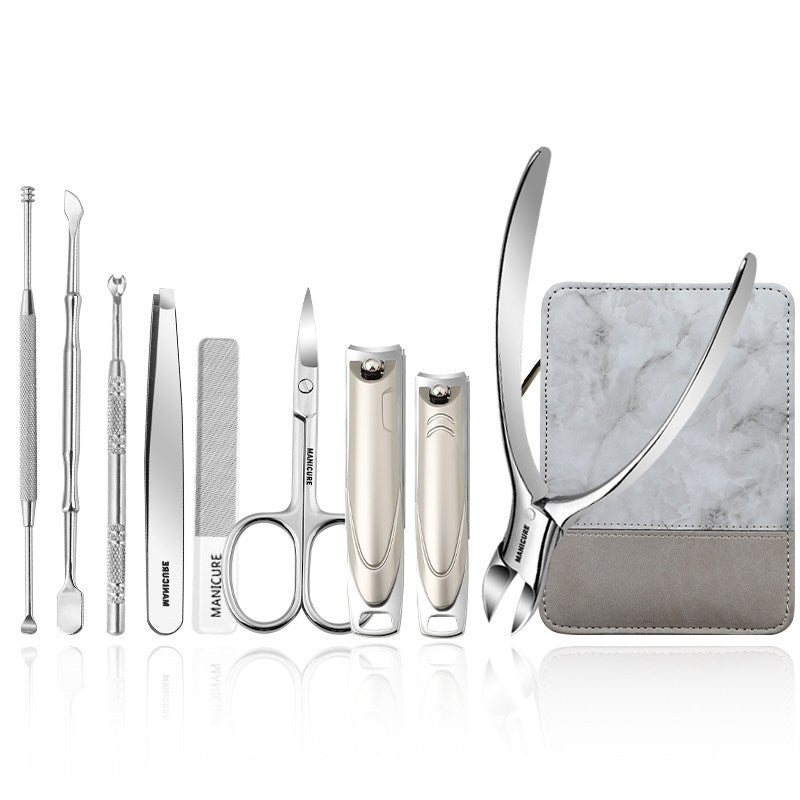 Professional Manicure Set 9-Pc: Anti-Splash Nail Clippers