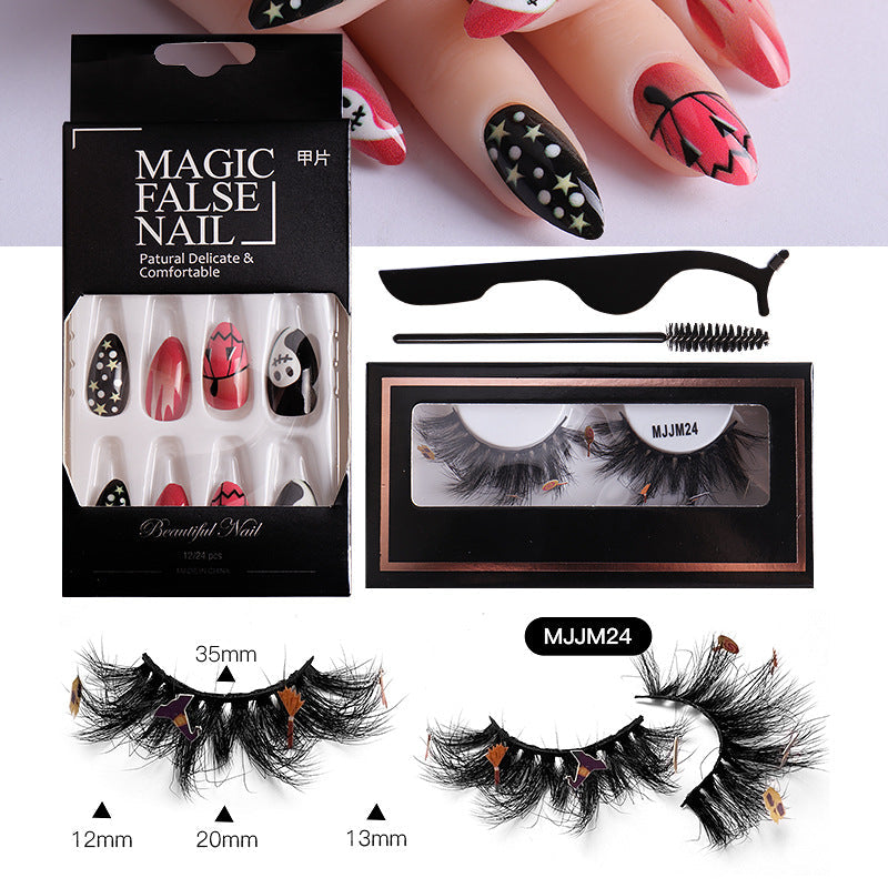 Halloween False Eyelashes & Nail Art Set | Dramatic Look
